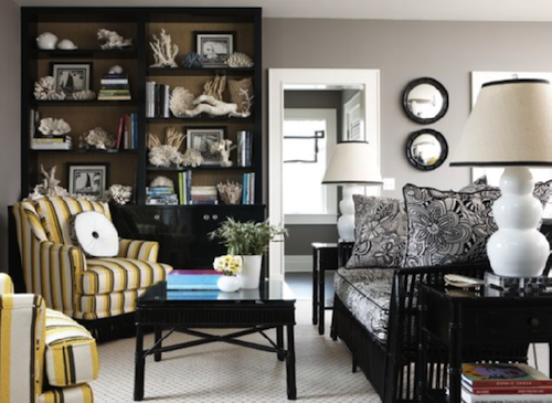 Built ins Blk with grass cloth backs-Decorpad