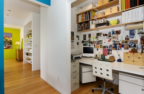 Closet office with side drawers