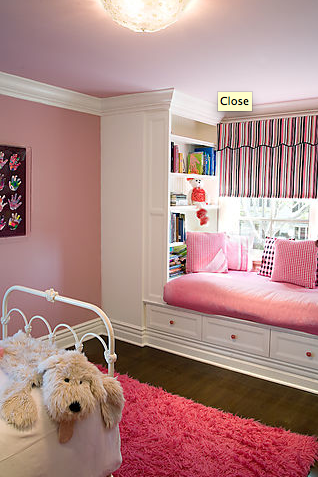 Large pink window seat
